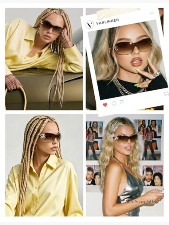Y2K Oversized Shield Sunglasses Wrap Around Frameless Shades main image 4
